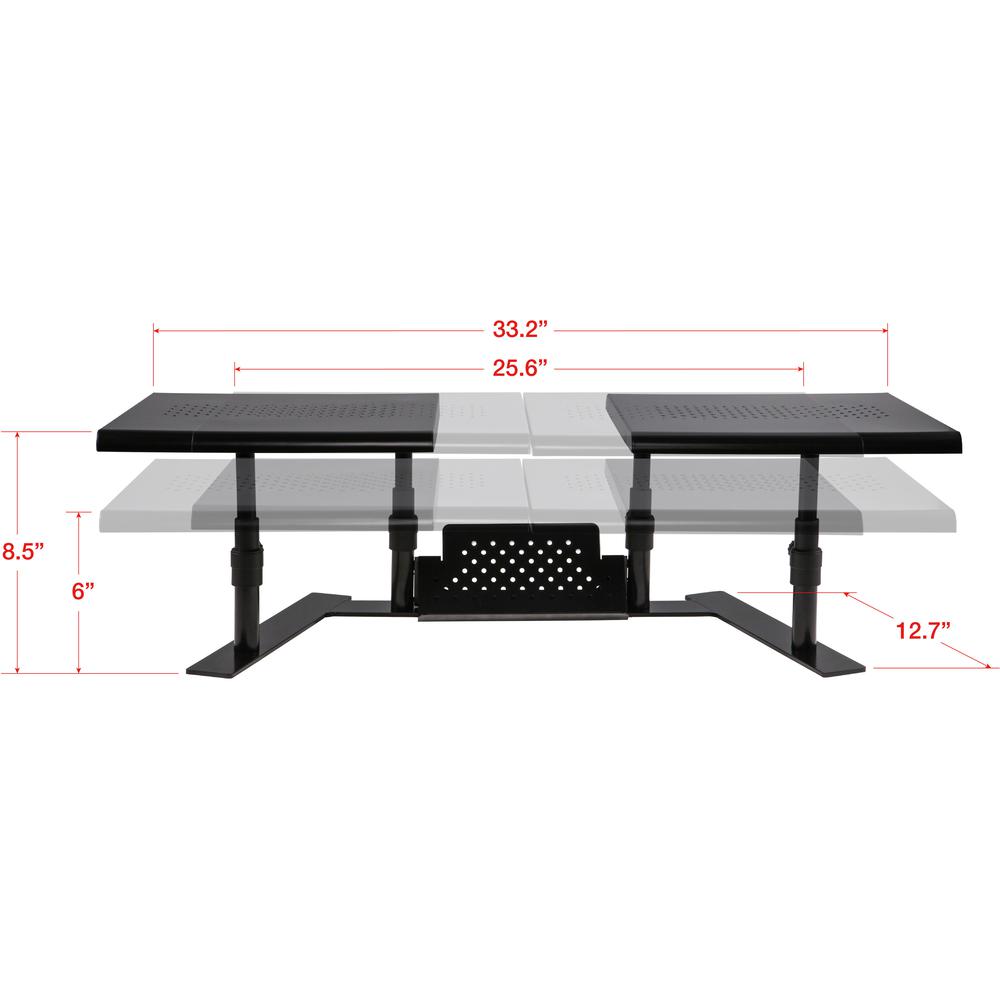 Allsop Metal Art ErgoTwin Height Adjustable Dual Monitor Stand - (31883) - 20 lb Load Capacity - 8.4" Height x 32" Width x 14" Depth - Desktop - Steel - Pearl Black. Picture 7