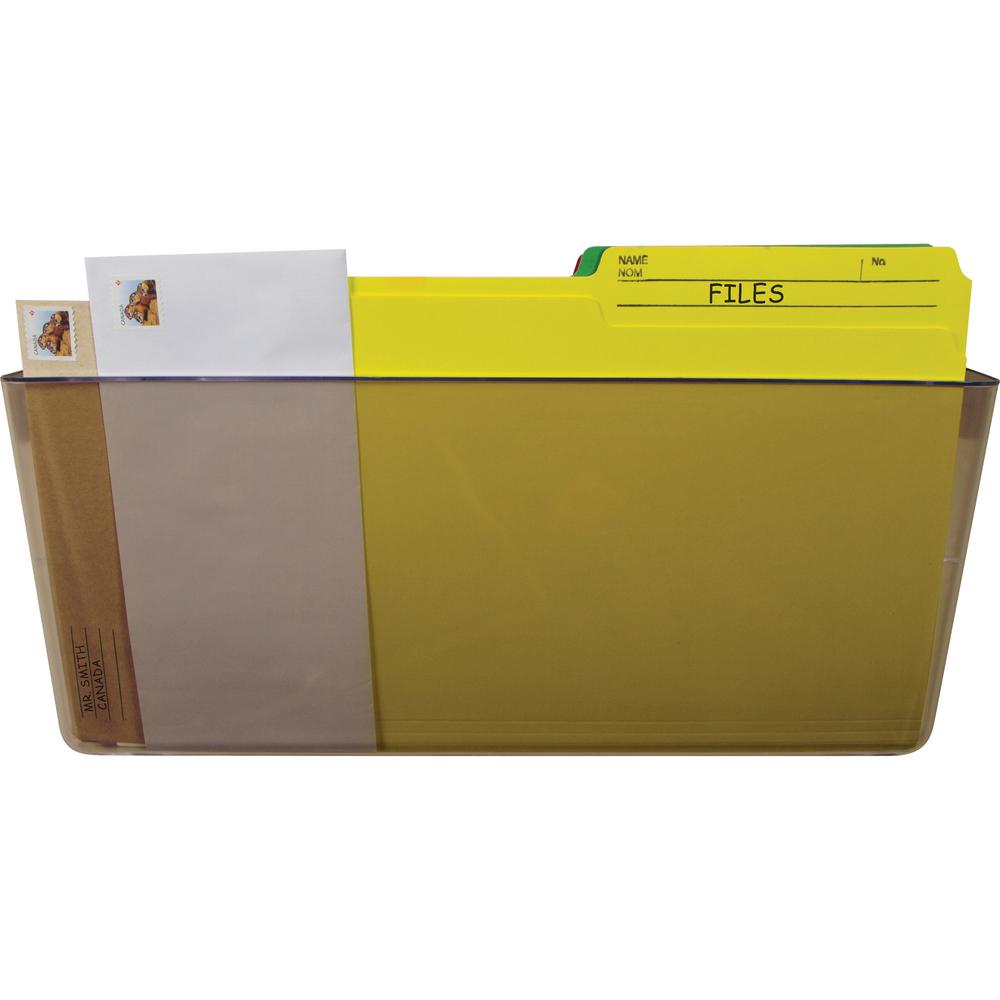 Storex Stacking Wall Pocket Set - 7" Height x 4" Width13" Length - Stackable - Smoke - Plastic - 7 / Set. Picture 2