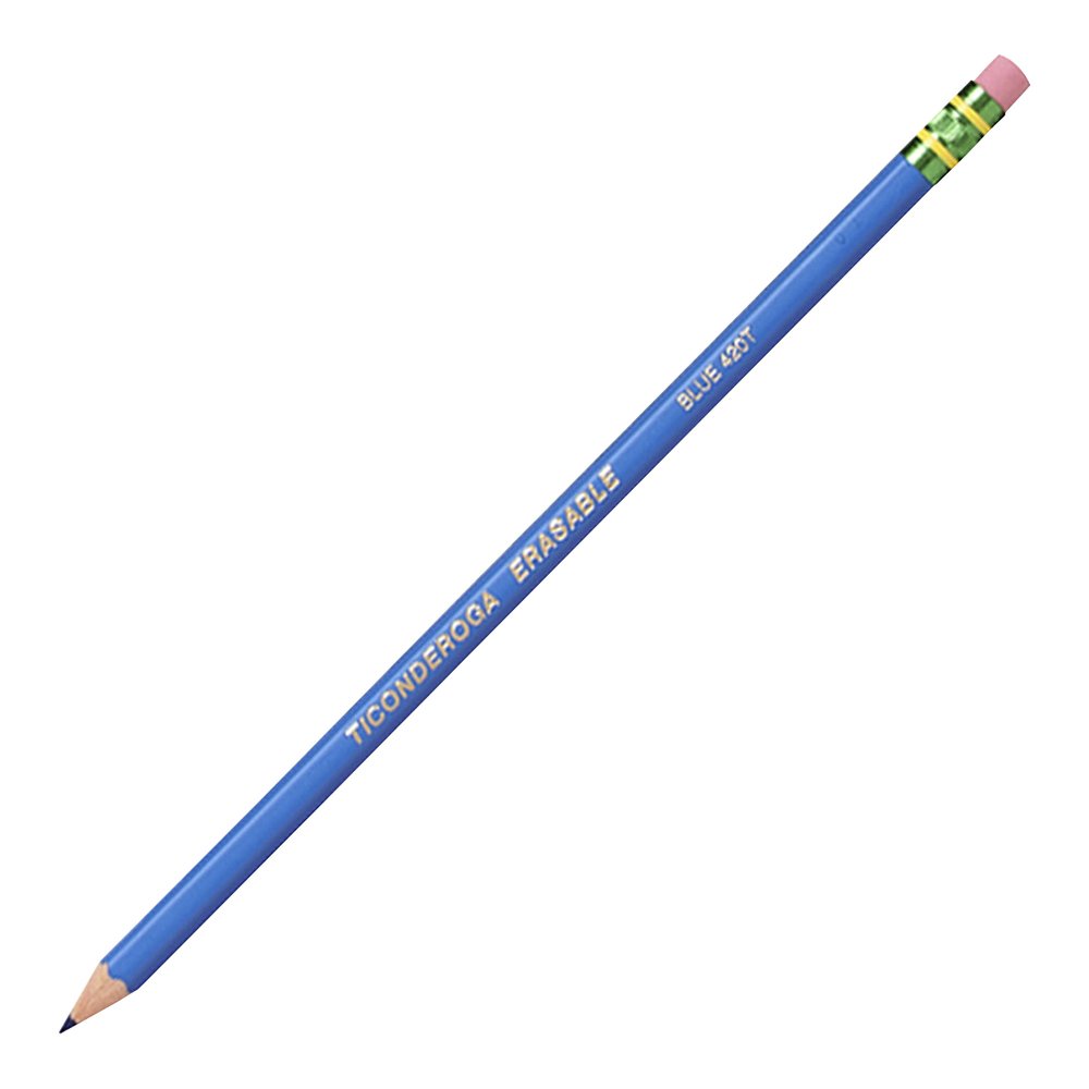 Ticonderoga Pre-Sharpened Erasable Checking Pencils - Blue Lead - HB - 1 Dozen/Box - 6 / Carton. Picture 8