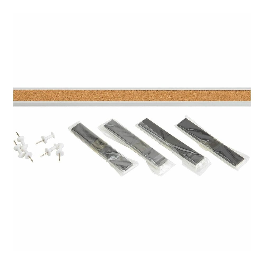 Lorell Cork Strip Bulletin Bars - 36" Board Width - Cork Surface - Self-healing, Fade Resistant, Self-sealing - Anodized Aluminum Frame - 3 / Bundle. Picture 5