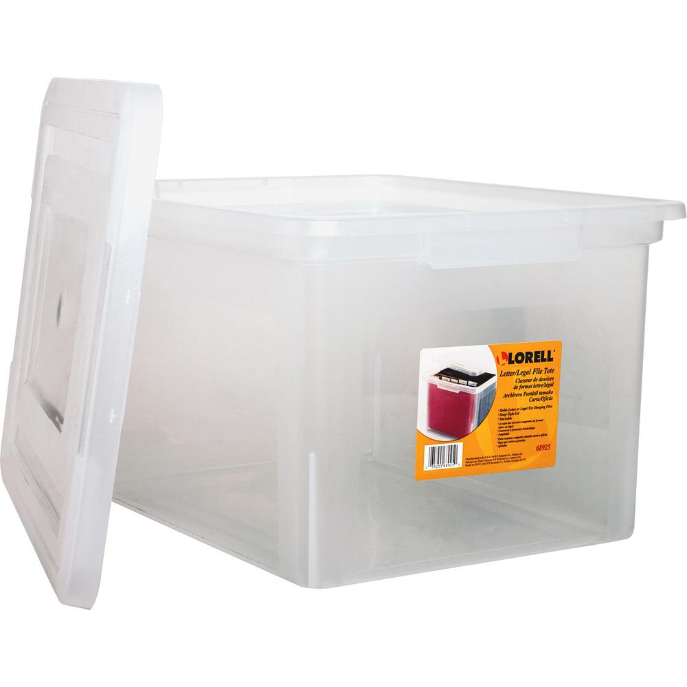 Lorell Stacking File Boxes - External Dimensions: 14.2" Width x 18" Depth x 10.8" Height - Media Size Supported: Letter, Legal - Interlocking Closure - Stackable - Plastic - Clear - For File - 2 / Bun. Picture 3