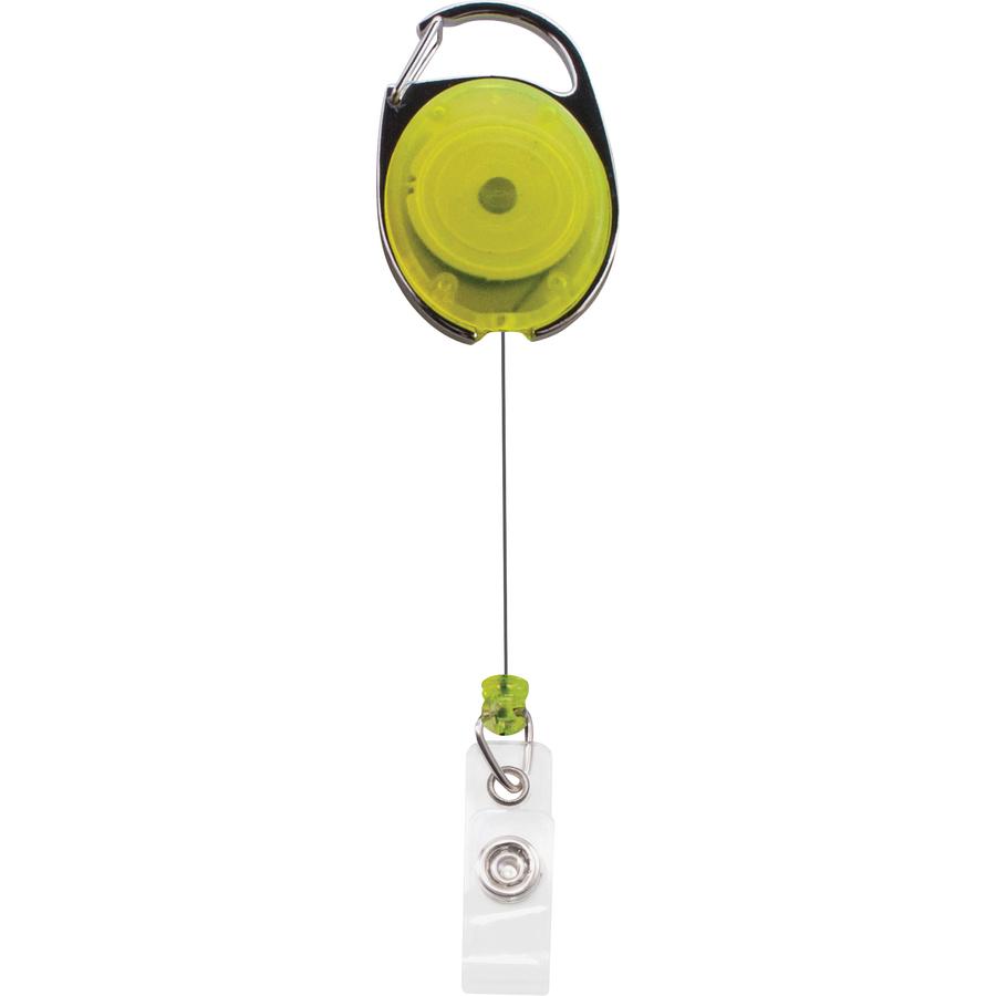 Advantus Neon Carabiner ID Reels - 2.4" x 2.2" x - Nylon, ABS Plastic - 20 / Pack - Neon Orange, Neon Yellow, Neon Green, Neon Pink. Picture 3