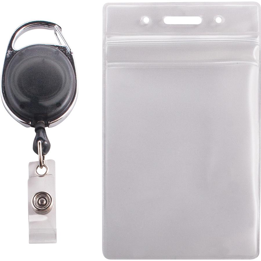 Advantus Badge Reel Holder Combo Pack - Support 2.58" x 3.75" Media - Vinyl - Black/Clear - Durable - 10 / Pack. Picture 3