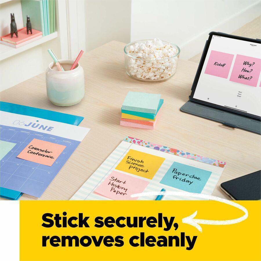 Post-it&reg; Notes Cabinet Pack - 3" x 3" - Square - 100 Sheets per Pad - Unruled - Fresh Mint, Aqua Splash, Sunnyside, Papaya Fizz, Guava - Self-adhesive, Self-stick - 18 / Pack. Picture 7