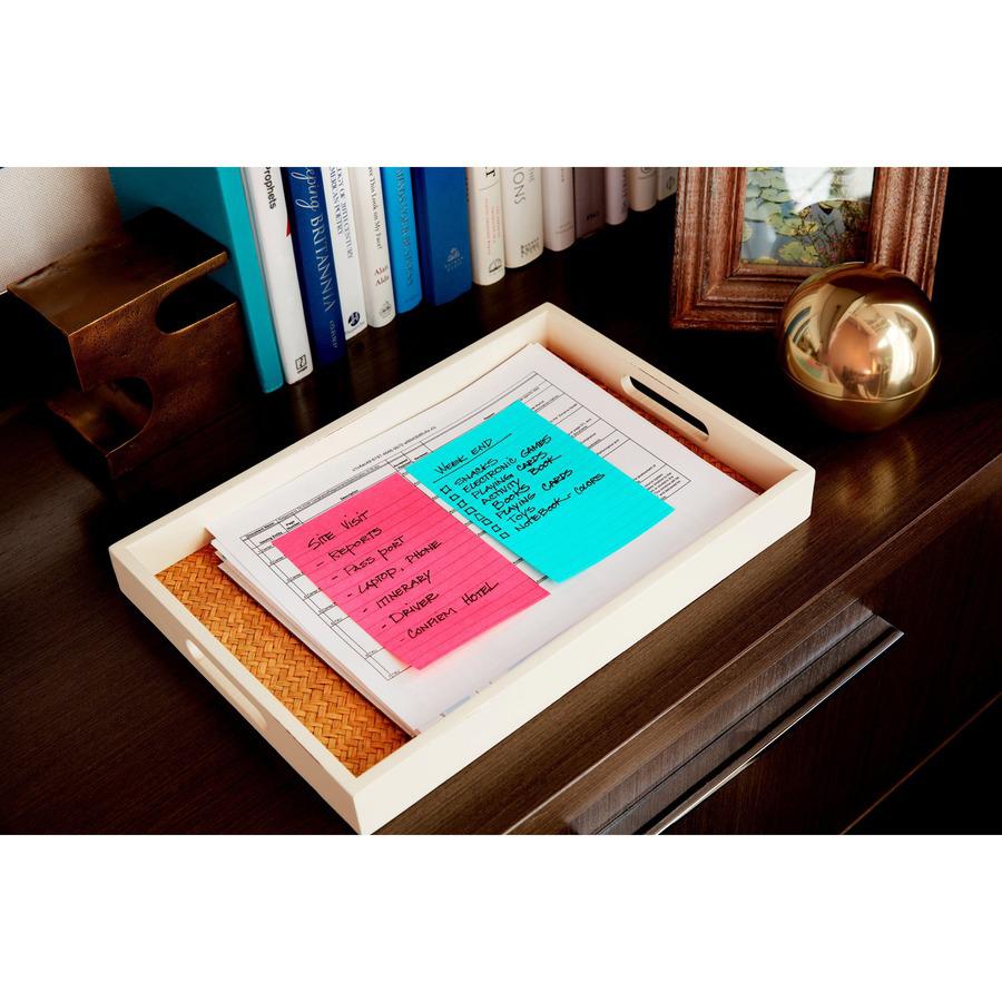 Post-it&reg; Notes Original Notepads - Poptimistic Color Collection - 4" x 6" - Rectangle - 100 Sheets per Pad - Ruled - Power Pink, Neon Green, Aqua, Neon Orange, Guava Pink - Self-adhesive, Self-sti. Picture 4