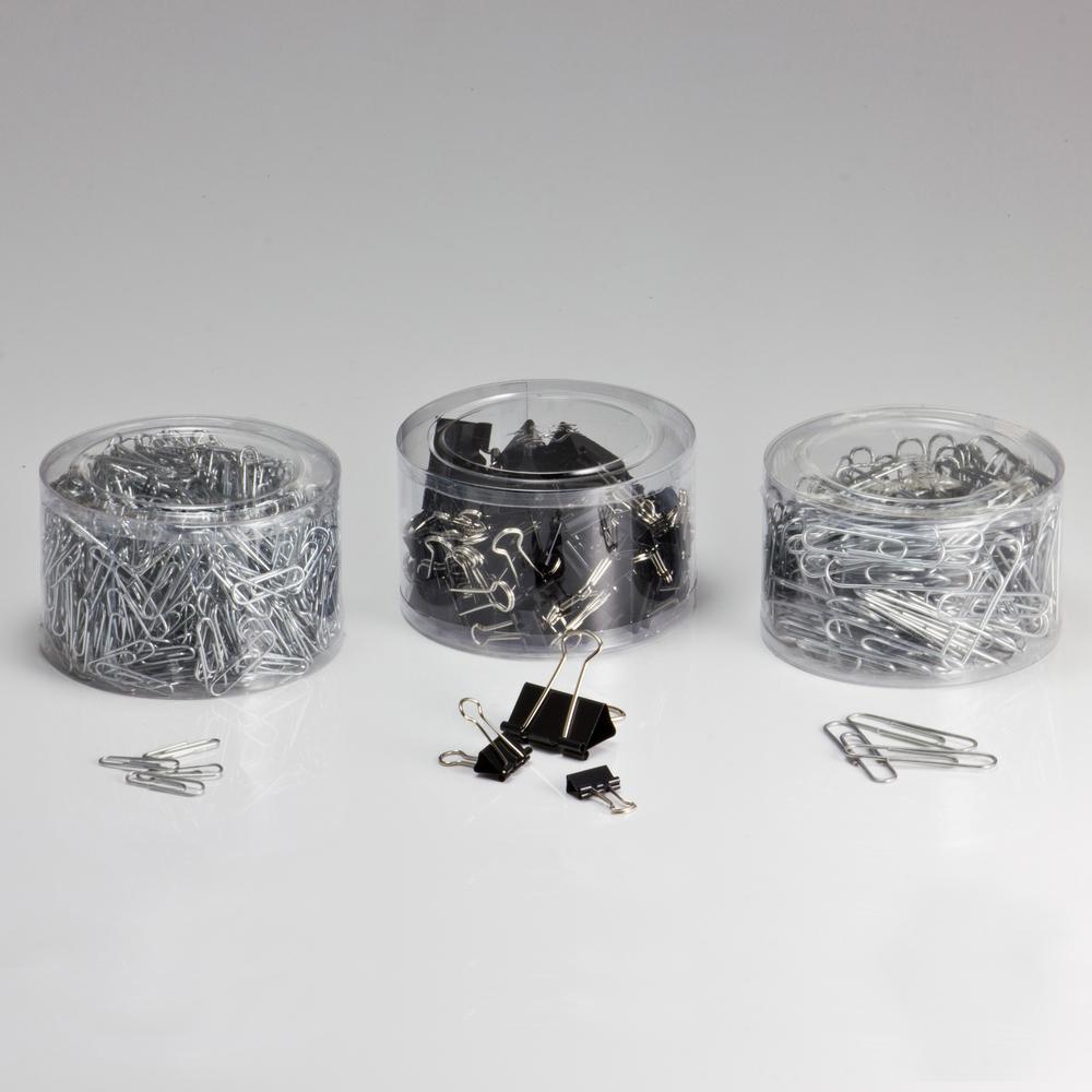 Officemate Clip Value Pack - Jumbo - No. 2 - 13" Width - 10 Sheet Capacity - for Document, Paper - Smooth, Reusable, Storage Tub - 1Each - Black, Silver - Metal. Picture 6