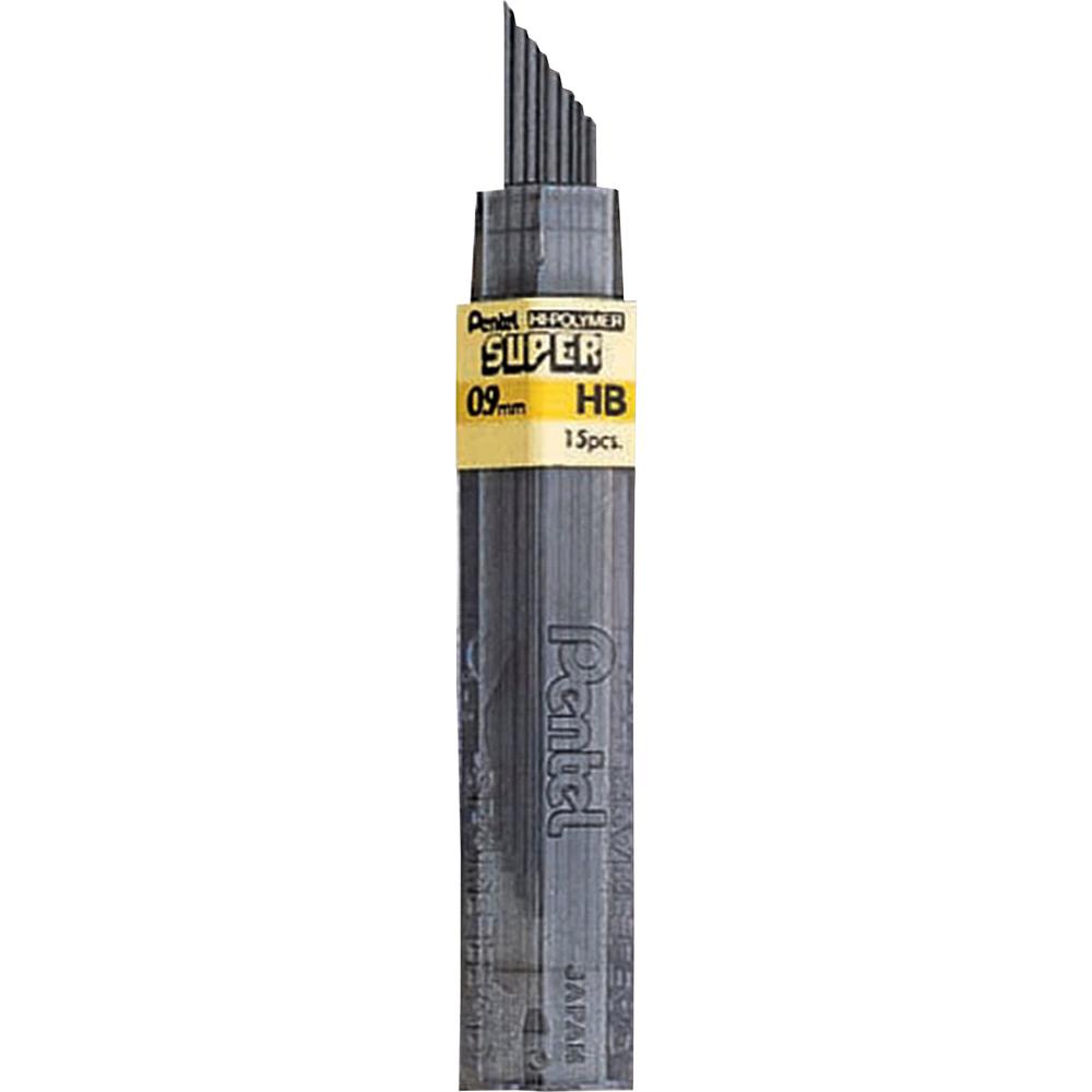 Pentel Super Hi-Polymer Leads - 0.9 mm , Bold Point - HB - Black Lead - 15/Tube - 12 / Box. Picture 3