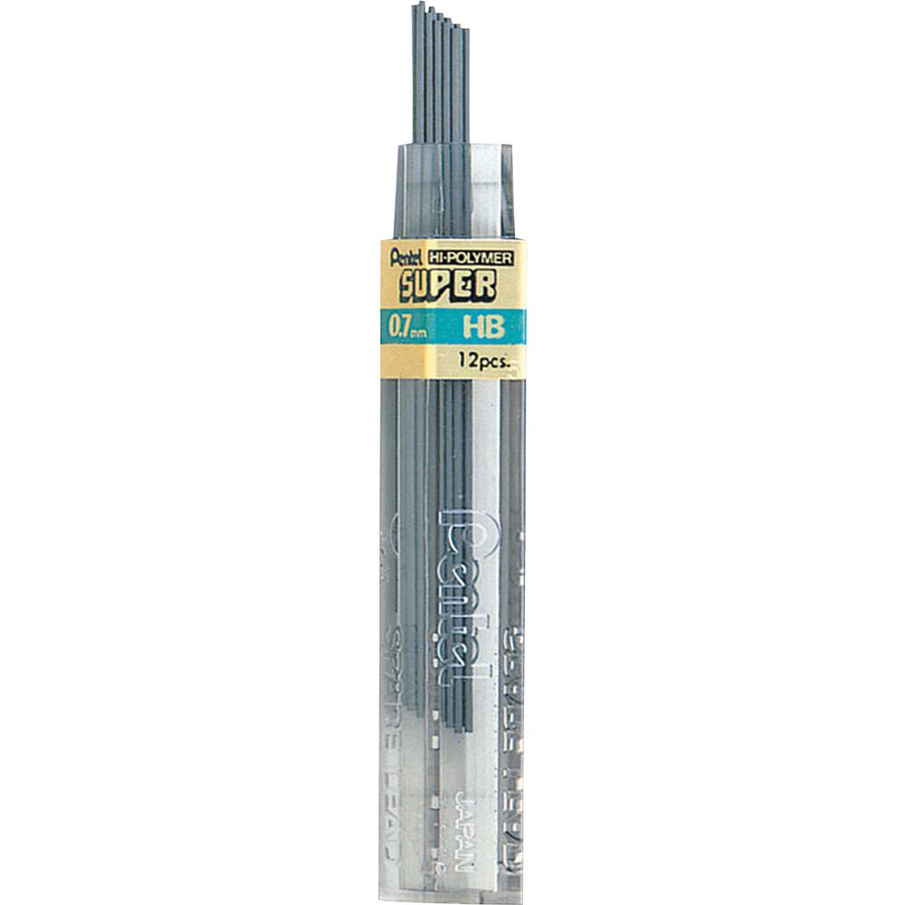 Pentel Super Hi-Polymer Leads - 0.7 mm , Medium Point - HB - Black Lead - 12/Tube - 12 / Box. Picture 3