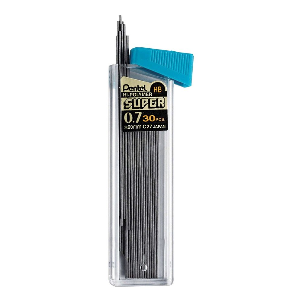 Pentel Super Hi-Polymer Leads - 0.7 mm , Medium Point - HB - Black Lead - 30/Tube - 12 / Box. Picture 3