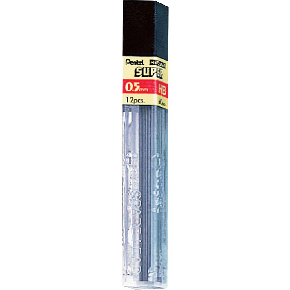 Pentel Super Hi-Polymer Leads - 0.5 mm , Fine Point - HB - Black Lead - 12/Tube - 12 / Box. Picture 2