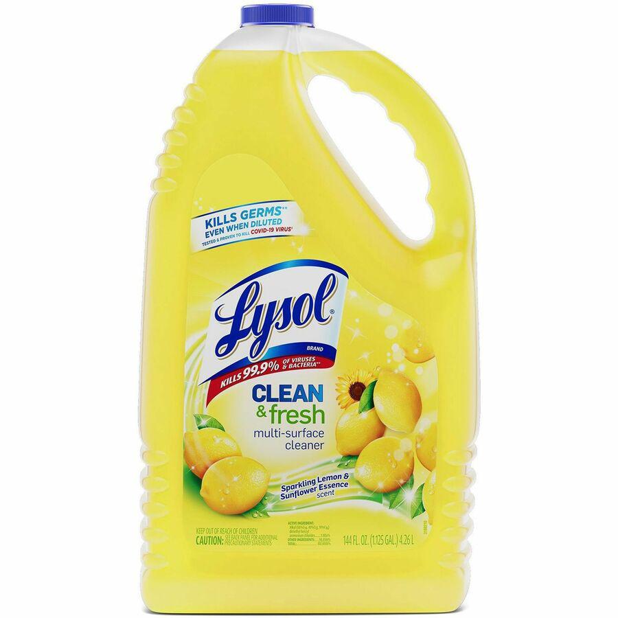 Lysol Clean/Fresh Lemon Cleaner - For Multi Surface - 144 fl oz (4.5 quart) - Clean & Fresh Lemon Scent - 4 / Carton - Disinfectant, Long Lasting, Antibacterial - Yellow. Picture 10