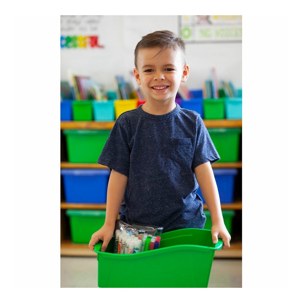 Storex Book Bins - 7" Height x 5.3" Width14.3" Length - Sturdy - Black - Plastic - 6 / Carton. Picture 5