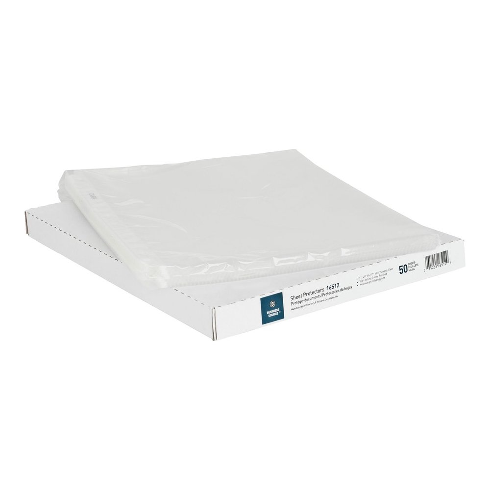 Business Source Sheet Protectors - For Letter 8 1/2" x 11" Sheet - 3 x Holes - Ring Binder - Top Loading - Rectangular - Clear - Polypropylene - 50/Box - 5 / Bundle. Picture 7