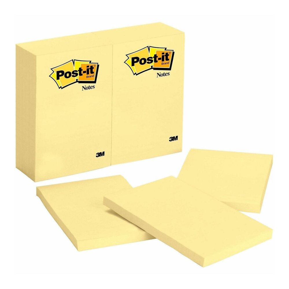Post-it&reg; Notes Original Notepads - 4" Flag/Note Width x 6" Flag/Note Length - Rectangle - 100 Sheets per Pad - Unruled - Canary Yellow - Paper - Self-adhesive, Repositionable - 12/Pack - 2 / Bundl. Picture 6