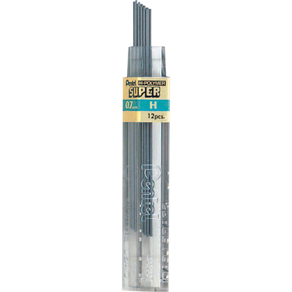 Pentel Super Hi-Polymer Leads - 0.7 mm , Medium Point - H - Black Lead - 12/Tube - 12 / Box. Picture 2