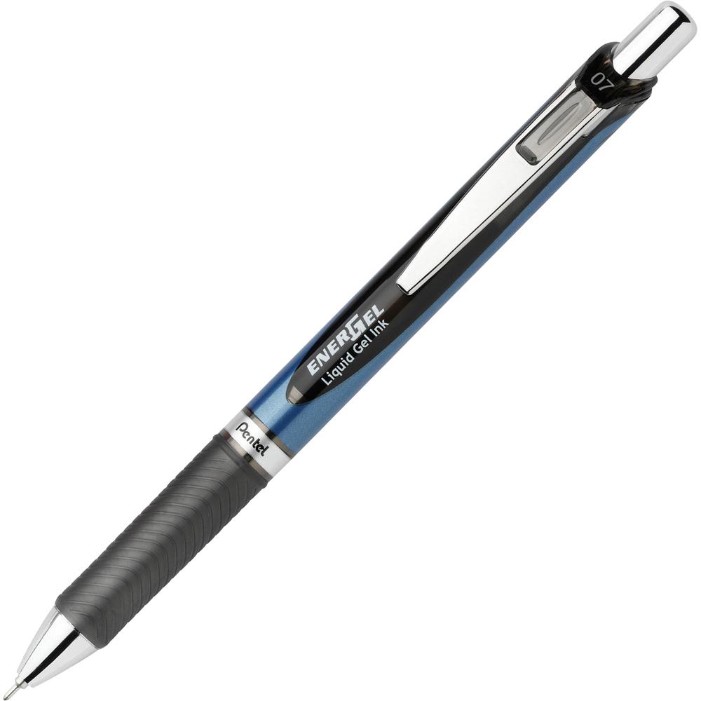 EnerGel EnerGel RTX Liquid Gel Pens - Refillable - Retractable - Black Ink - Gel-based - Blue Barrel - Stainless Steel Tip - 2/Pack - 6 / Box. Picture 3