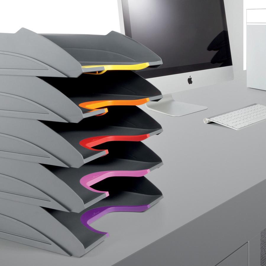 DURABLE VARICOLOR Desk Tray - Desktop - Stackable, Front Cut-out - Gray - Plastic - 1 Pack. Picture 11