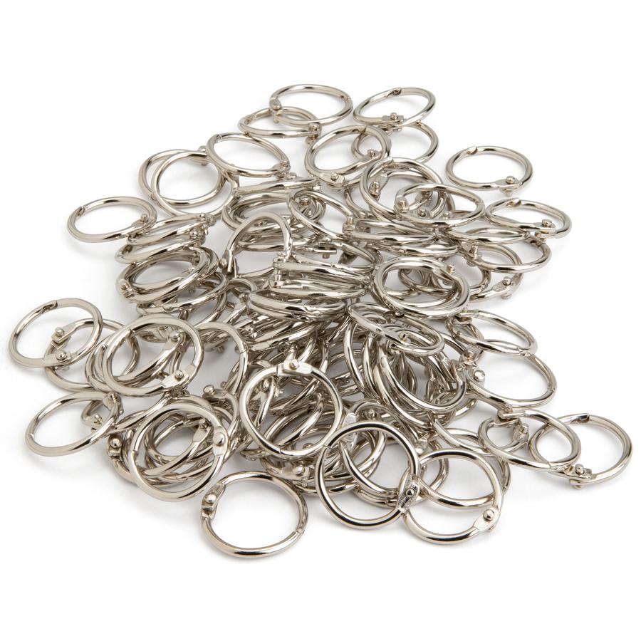 Business Source Standard Book Rings - 0.8" Diameter - Silver - 100 / Box. Picture 7