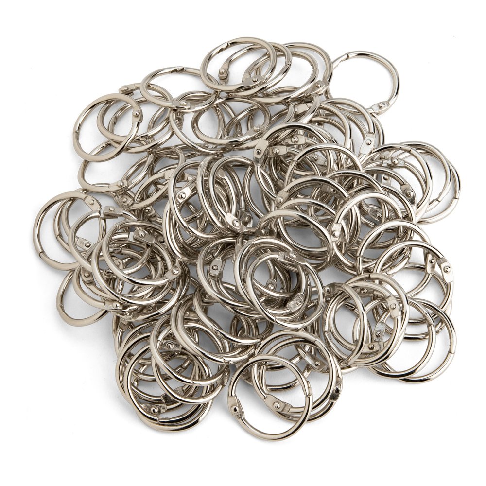 Business Source Standard Book Rings - 1" Diameter - Silver - Nickel Plated - 100/Box - 5 / Bundle. Picture 7