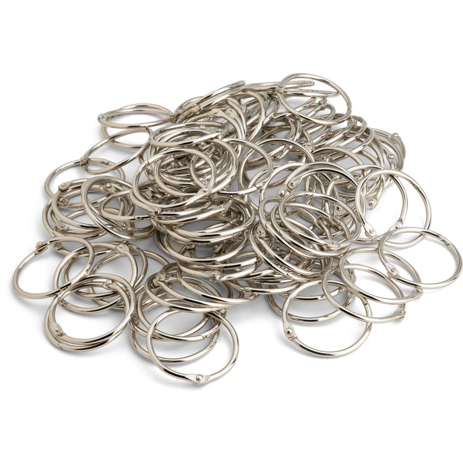 Business Source Standard Book Rings - 1.5" Diameter - Silver - Nickel Plated - 100 / Box. Picture 5