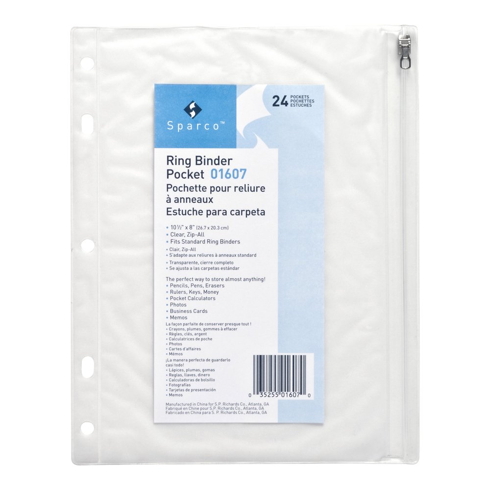 Business Source Punched Economy Binder Pocket - 10" Height x 8" Width - 7 x Holes - Ring Binder - Clear - Plastic - 24 / Box. Picture 6