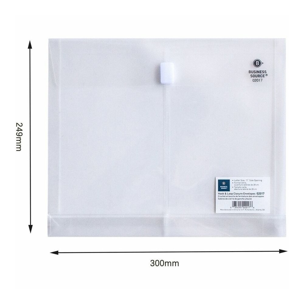 Business Source Letter File Pocket - 8 1/2" x 11" - 1" Expansion - Clear - Hook & Loop Closure, Transfer Safe - 12 / Pack. Picture 7