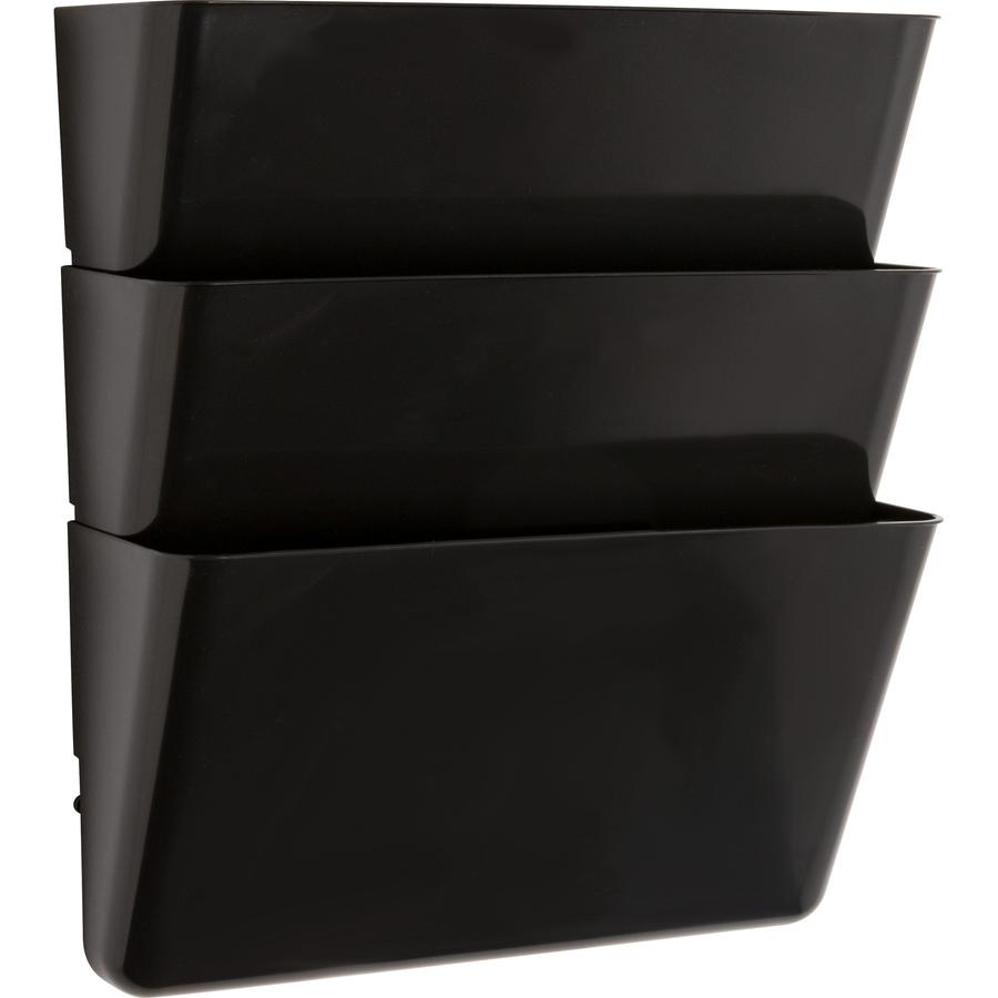 Lorell Wall File Pockets - 14.75" Height x 13.13" Width x 4.25" Depth - Black - 3 / Pack. Picture 3