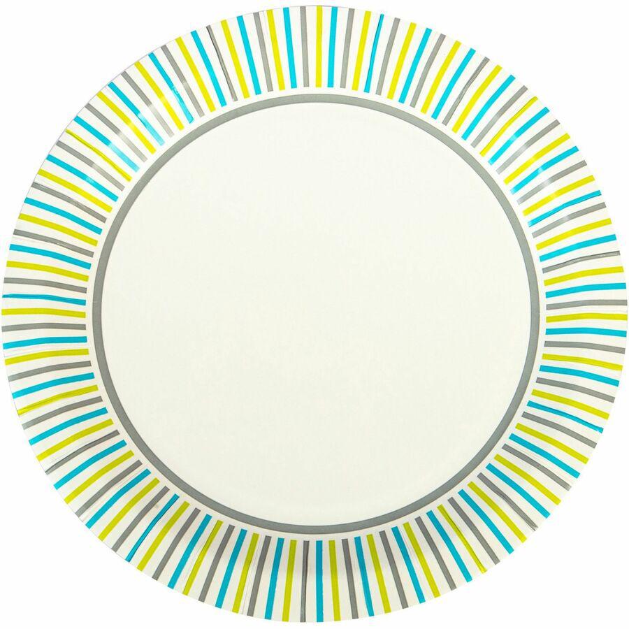 Genuine Joe 10" Printed Paper Plates - Disposable - 10" Diameter - Multi - 125 / Pack. Picture 9
