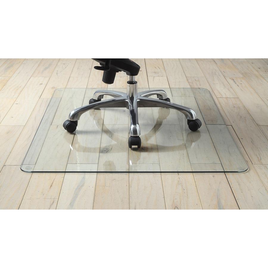 Lorell Tempered Glass Chairmat - Floor, Pile Carpet, Hardwood Floor, Marble - 36" Length x 46" Width x 0.250" Thickness - Rectangular - Tempered Glass - Clear - 1Each. Picture 7