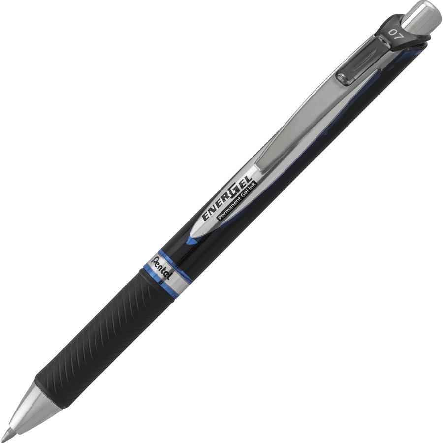 EnerGel PRO Retractable Liquid Gel Ink Pens - Refillable - Retractable - Blue Ink - Gel-based - Black Stainless Steel Barrel - Metal Tip - 3 / Pack. Picture 2