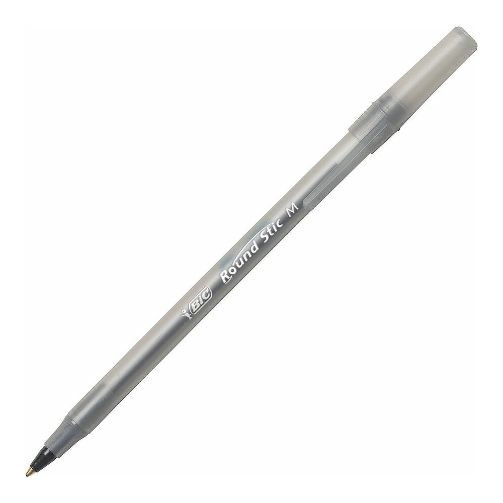 BIC Round Stic Ballpoint Pen - Black Ink - Translucent Barrel - 240 / Carton. Picture 4