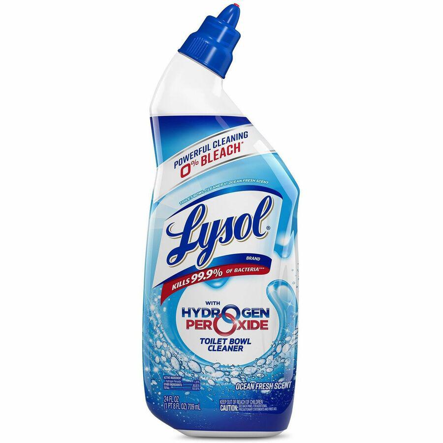Lysol Hydrogen Peroxide Toilet Cleaner - 24 fl oz (0.8 quart) - Ocean Fresh Scent - 9 / Carton - Residue-free, Bleach-free, Antibacterial - Blue. Picture 9