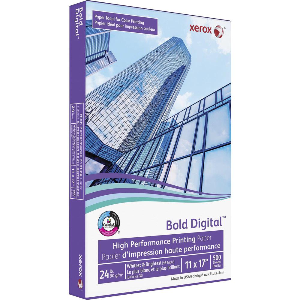 Xerox Bold Digital High Performance Paper - White - 98 Brightness - 11" x 17" - 24 lb Basis Weight - White - 500 / Ream. Picture 3