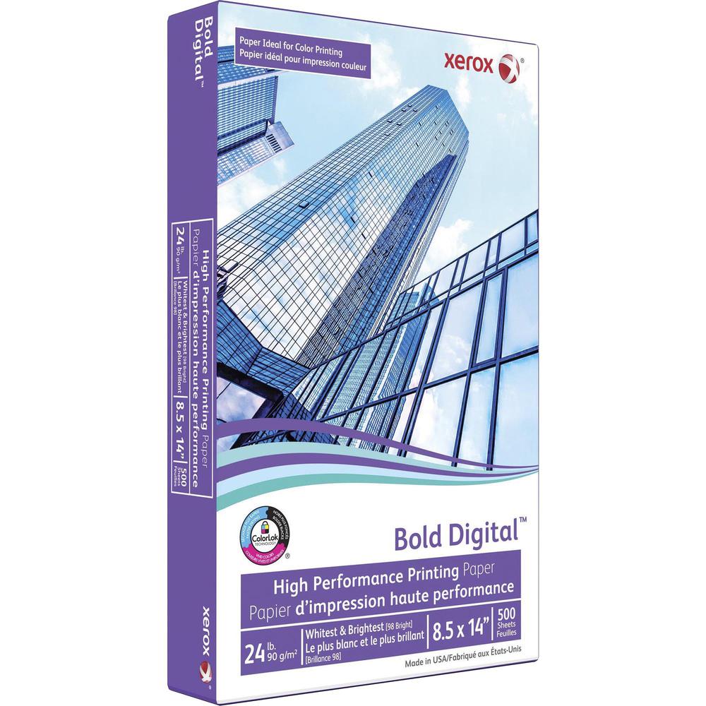 Xerox Bold Digital High Performance Paper - White - 98 Brightness - 8 1/2" x 14" - 24 lb Basis Weight - White - 8 / Carton. Picture 3