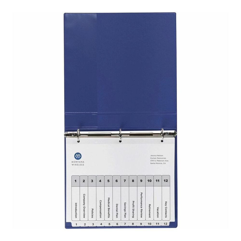 Avery Dividers, 12 Tabs, Ready Index (6 Sets of 11824) - 72 x Divider(s) - 72 Tab(s) - Digit - 1-12, Table of Contents - 12 Tab(s)/Set - 8.5" Divider Width x 11" Divider Length - 3 Hole Punched - Whit. Picture 5