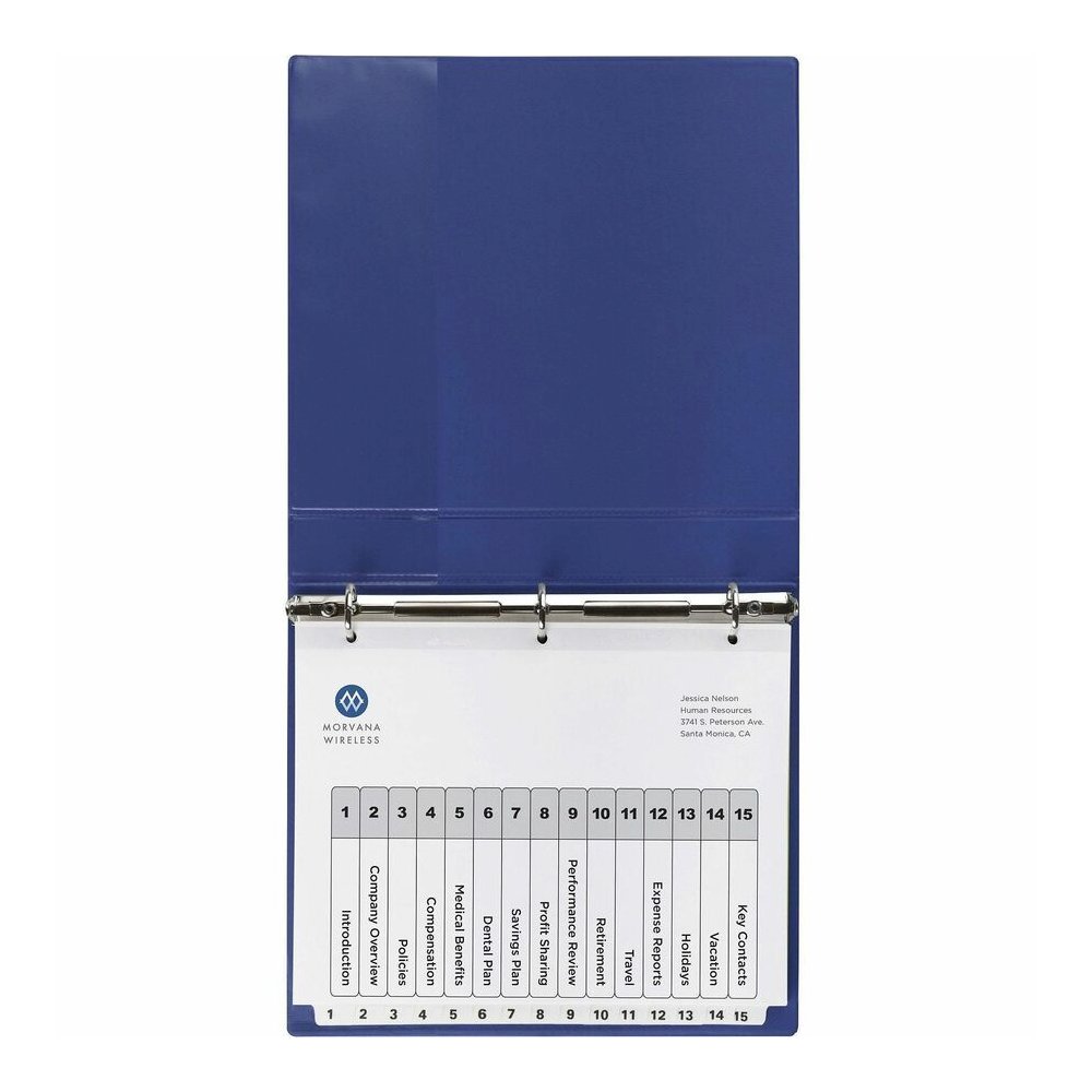 Avery Dividers, 15 Tabs, Ready Index (6 Sets of 11825) - 90 x Divider(s) - 90 Tab(s) - Digit - 1-15, Table of Contents - 15 Tab(s)/Set - 8.5" Divider Width x 11" Divider Length - 3 Hole Punched - Whit. Picture 5