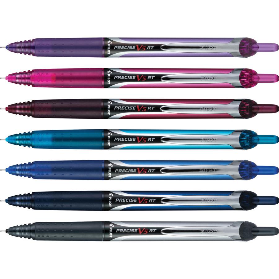 Pilot Premium Rolling Ball Pens - Refillable - Retractable - Navy, Blue, Turquoise, Burgundy, Pink, Purple Ink - Liquid - Writing - 7 / Pack. Picture 3