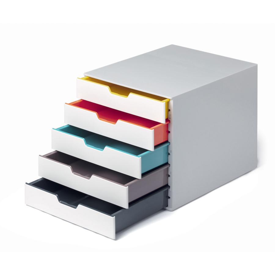 DURABLE VARICOLOR MIX 5 Drawer Desktop Storage Box, White/Multicolor - 5 Drawer(s) - 11" Height x 11.5" Width x 14" DepthDesktop - White - Plastic - 1 Each. Picture 11