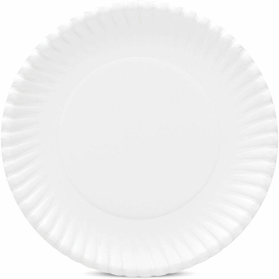 AJM 9" Original Heavyweight Plates - Serving, Reheating - Disposable - Microwave Safe - 9" Diameter - White - Paper Body - 120/Pack - 8 / Carton. Picture 10