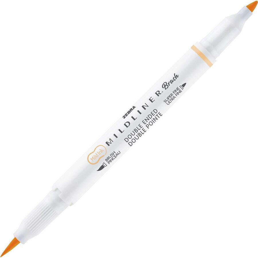 Zebra MILDLINER Dual Ended Brush Pen & Marker Set - Assorted Ink - Pigment-based - White Barrel - 15 / Pack. Picture 5