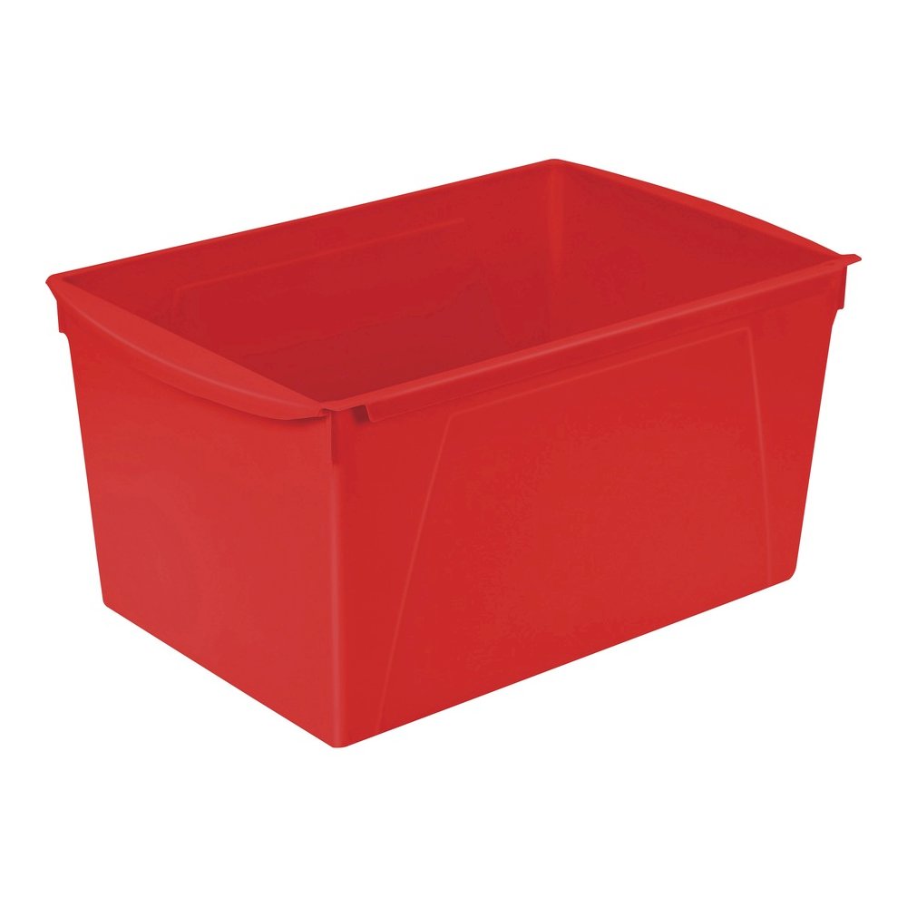 Storex Double XL Wide Book Bins - 7" Height x 9.20" Width x 14.50" Length - Desktop - Carrying Handle - Red - 6 / Carton. Picture 6