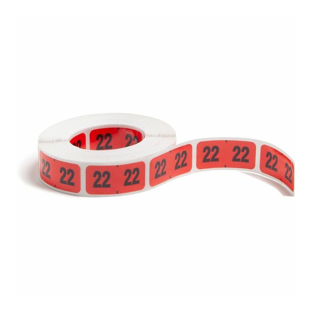 Smead ETYJ Color-Coded Year Labels - 2022 - x 1 1/2" Width x 3/4" Length - Rectangle - Red - Laminated - 500 / Roll. Picture 5