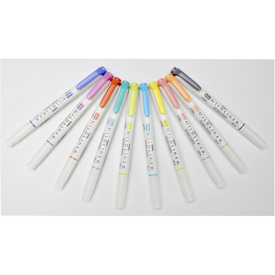 Zebra MILDLINER Dual Ended Creative Marker - Mild Lavender, Mild Spring Green, Mild Citrus Green, Mild Marigold, Mild Fuchsia, Mild Dark Gray, Mild Cyan, Mild Coral Pink, Mild Apricot, Mild Lemon Yell. Picture 3