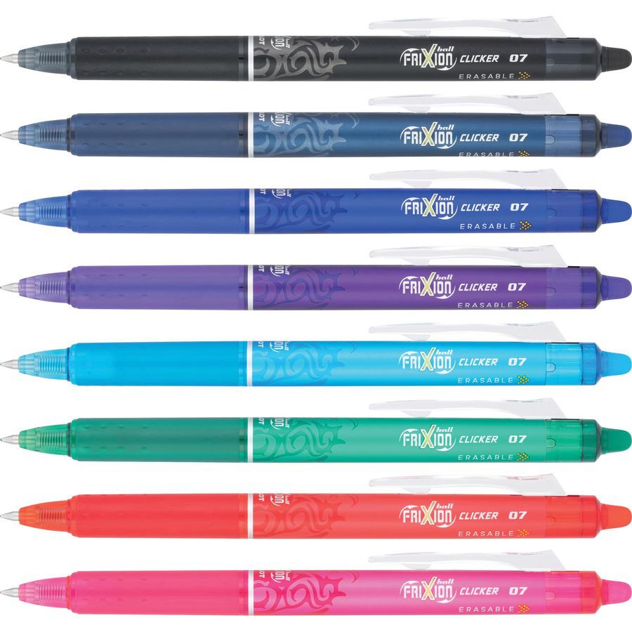 Pilot Erasable Gel Pens - Retractable - Erasable - Pink, Red, Green, Turquoise, Blue, Purple, Navy, Black Ink - Water Based, Gel-based - Translucent Barrel - Document, Writing - 8 / Pack. Picture 2