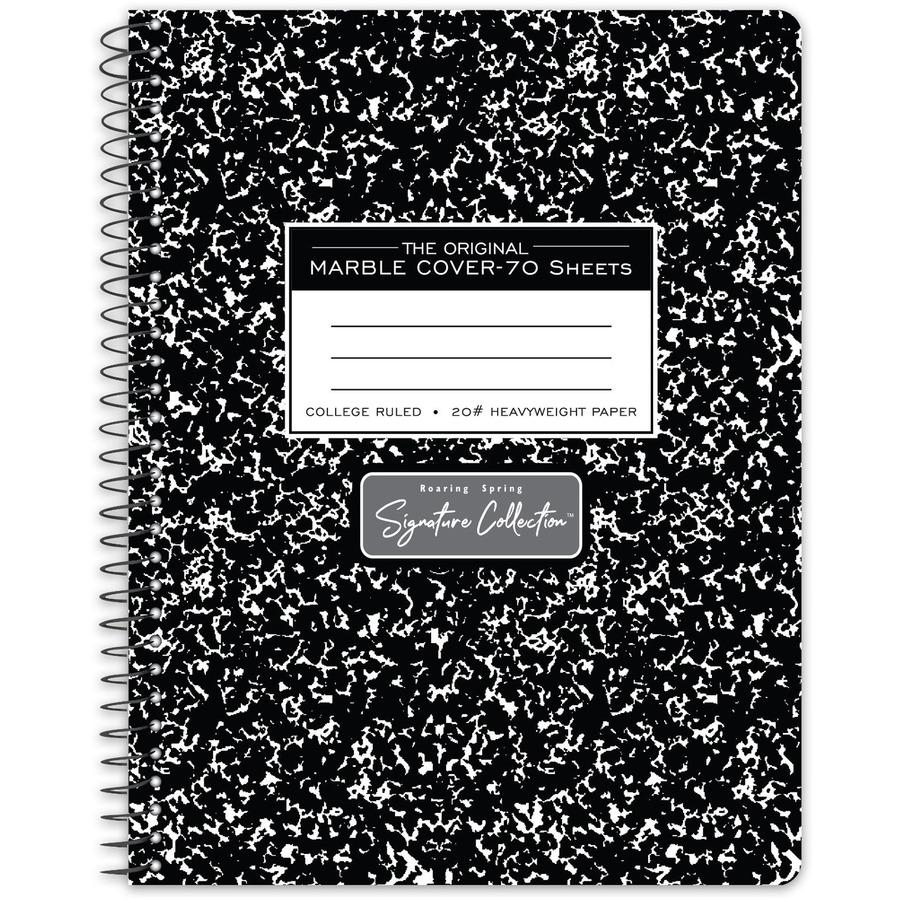 Roaring Spring Wirebound Composition Book - 70 Sheets - 140 Pages - Spiral Bound - College Ruled Front Ruling - 20 lb Basis Weight - 7 1/2" x 9 3/4" Sheet Size - 0.30" Height x 7.5" Width x 9.8" Lengt. Picture 3