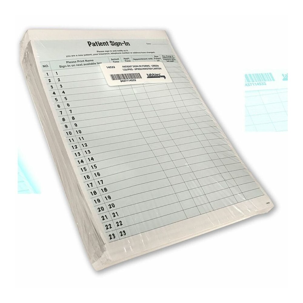 Tabbies Patient Sign-In Label Forms - 125 Sheet(s) - 11" x 8.50" Form Size - Letter - Green Sheet(s) - Paper - 125 / Pack. Picture 7