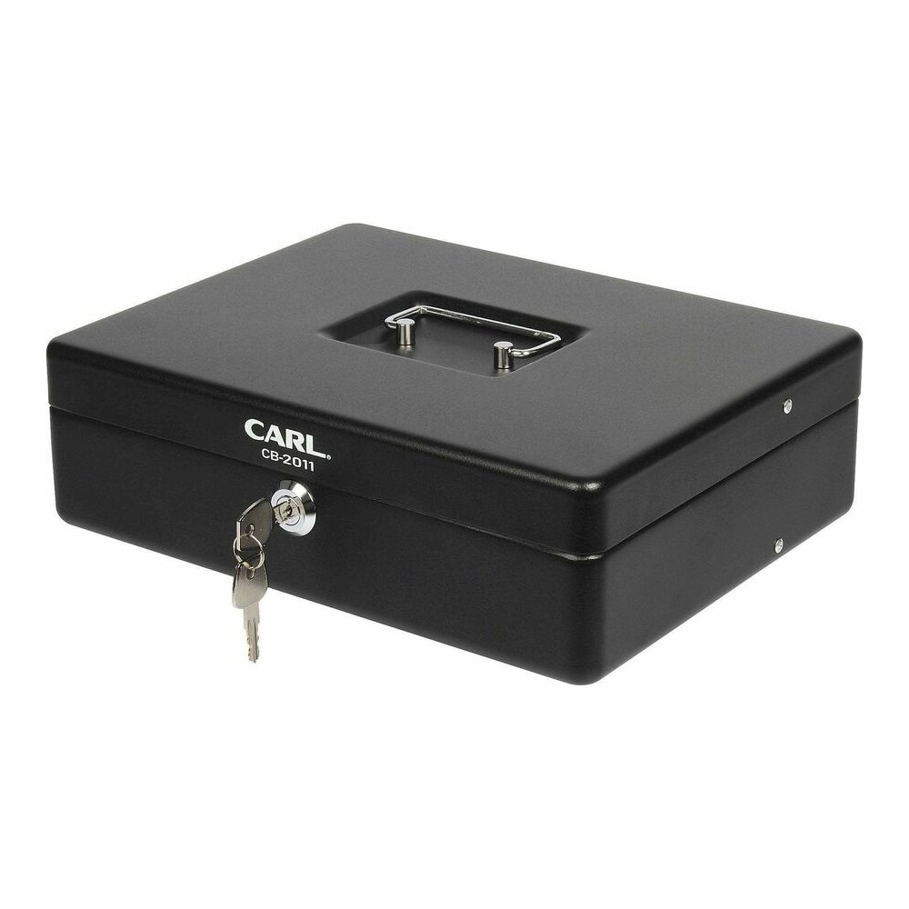 CARL Bill Slots Steel Security Cash Box - 4 Bill - 5 Coin - Steel - Black - 3.5" Height x 10" Width x 7" Depth. Picture 3