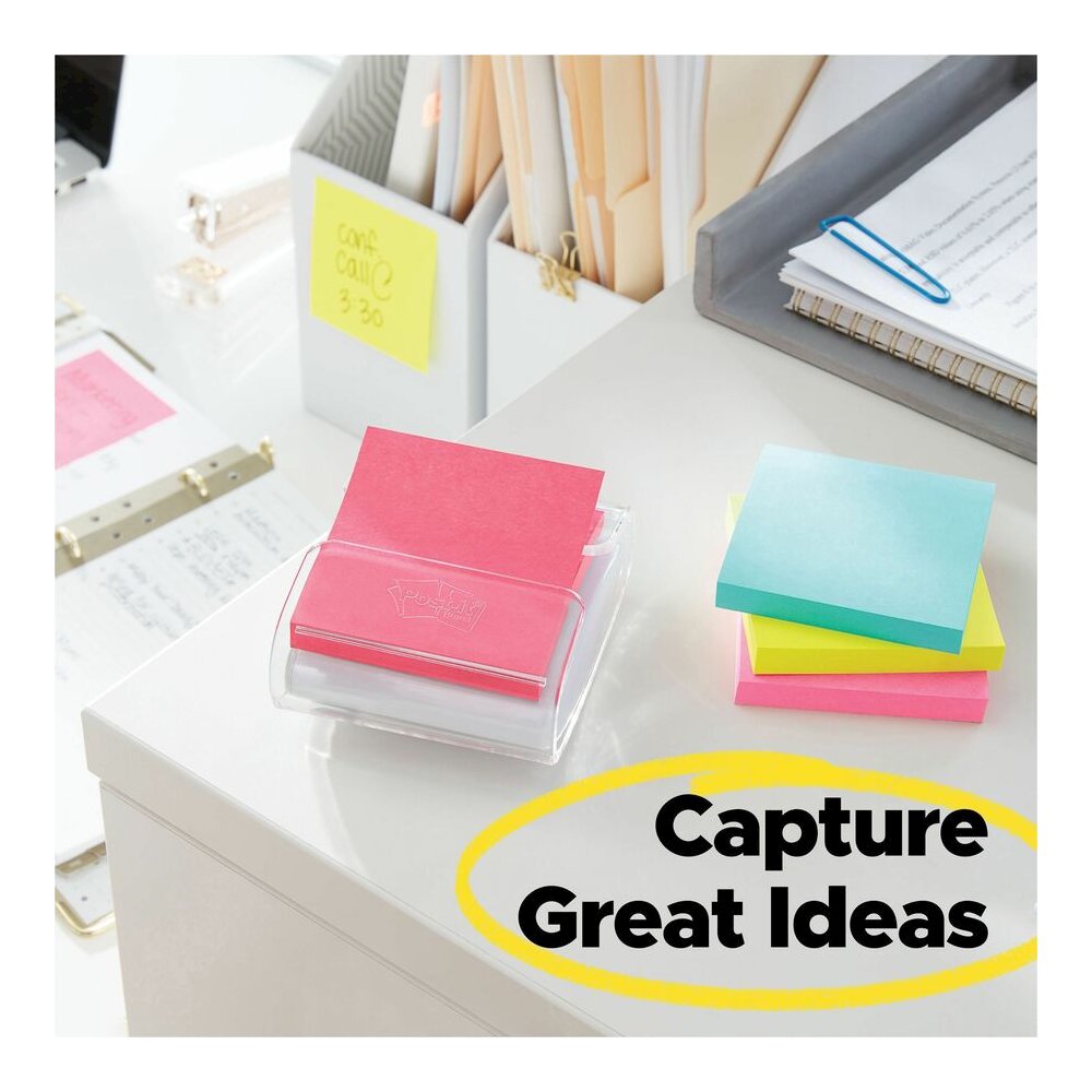 Post-it&reg; Super Sticky Dispenser Notes - Supernova Neons Color Collection - 3" Flag/Note Width x 3" Flag/Note Length - Square - 90 Sheets per Pad - Aqua Splash, Acid Lime, Guava - Paper - Super Sti. Picture 10