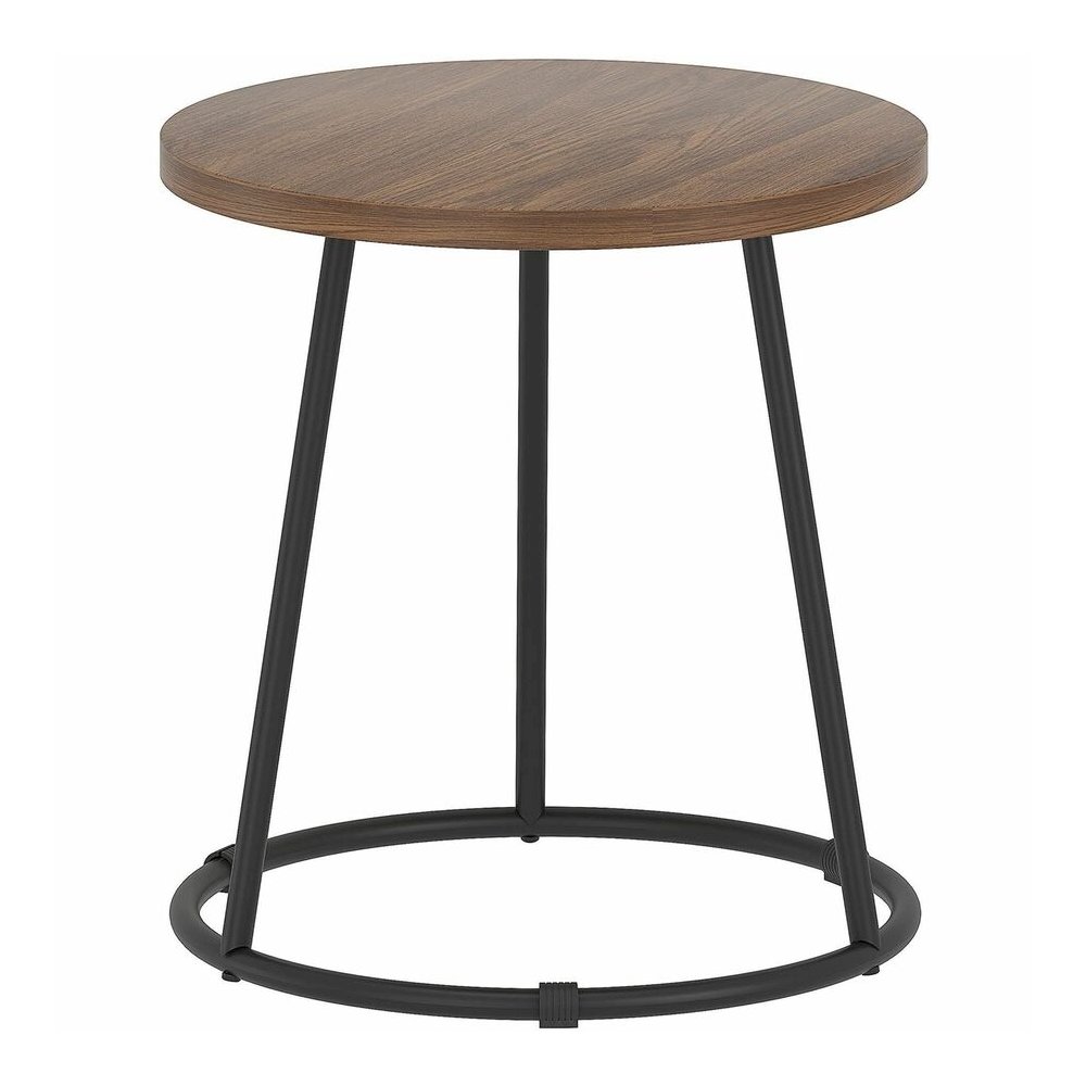 Lorell Accession End Table - Round Top - Powder Coated Four Leg Base - 4 Legs - 200 lb Capacity - 1" Table Top Thickness x 19" Table Top Diameter - 19.75" Height - Assembly Required - Walnut - Laminat. Picture 9