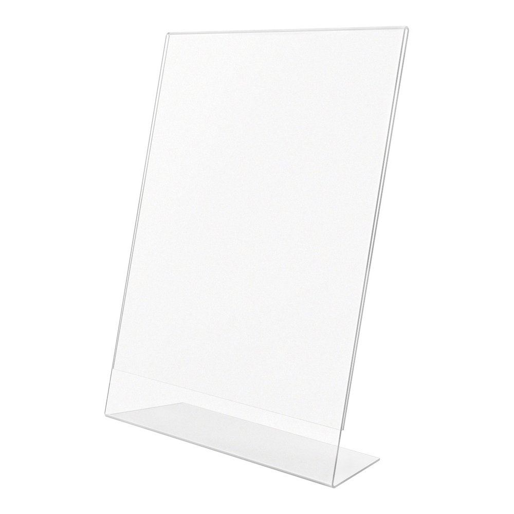 Lorell L-base Slanted Sign Holder Stand - Support 8.50" x 11" Media - Acrylic - Clear - 3 / Pack. Picture 10